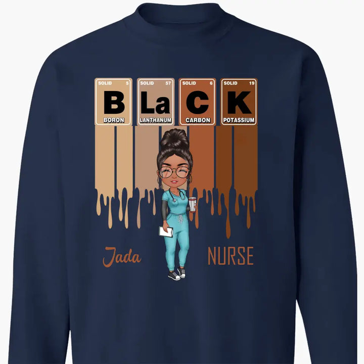 Black Nurse Element - Personalized Custom T-shirt - Nurse's Day, Appreciation Gift For Nurse