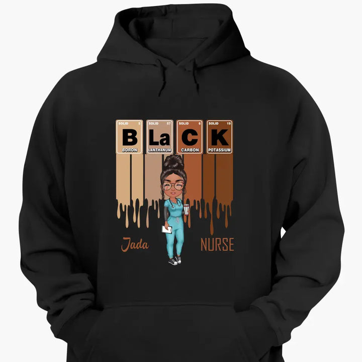 Black Nurse Element - Personalized Custom T-shirt - Nurse's Day, Appreciation Gift For Nurse