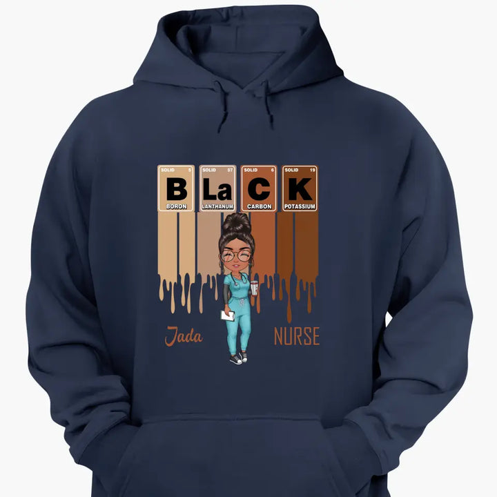 Black Nurse Element - Personalized Custom T-shirt - Nurse's Day, Appreciation Gift For Nurse