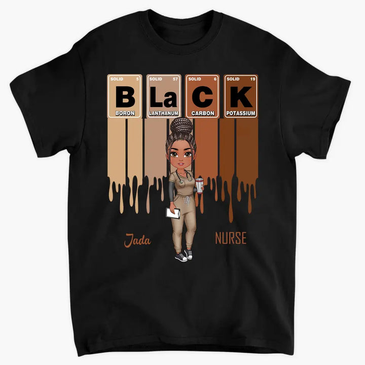 Black Nurse Element - Personalized Custom T-shirt - Nurse's Day, Appreciation Gift For Nurse