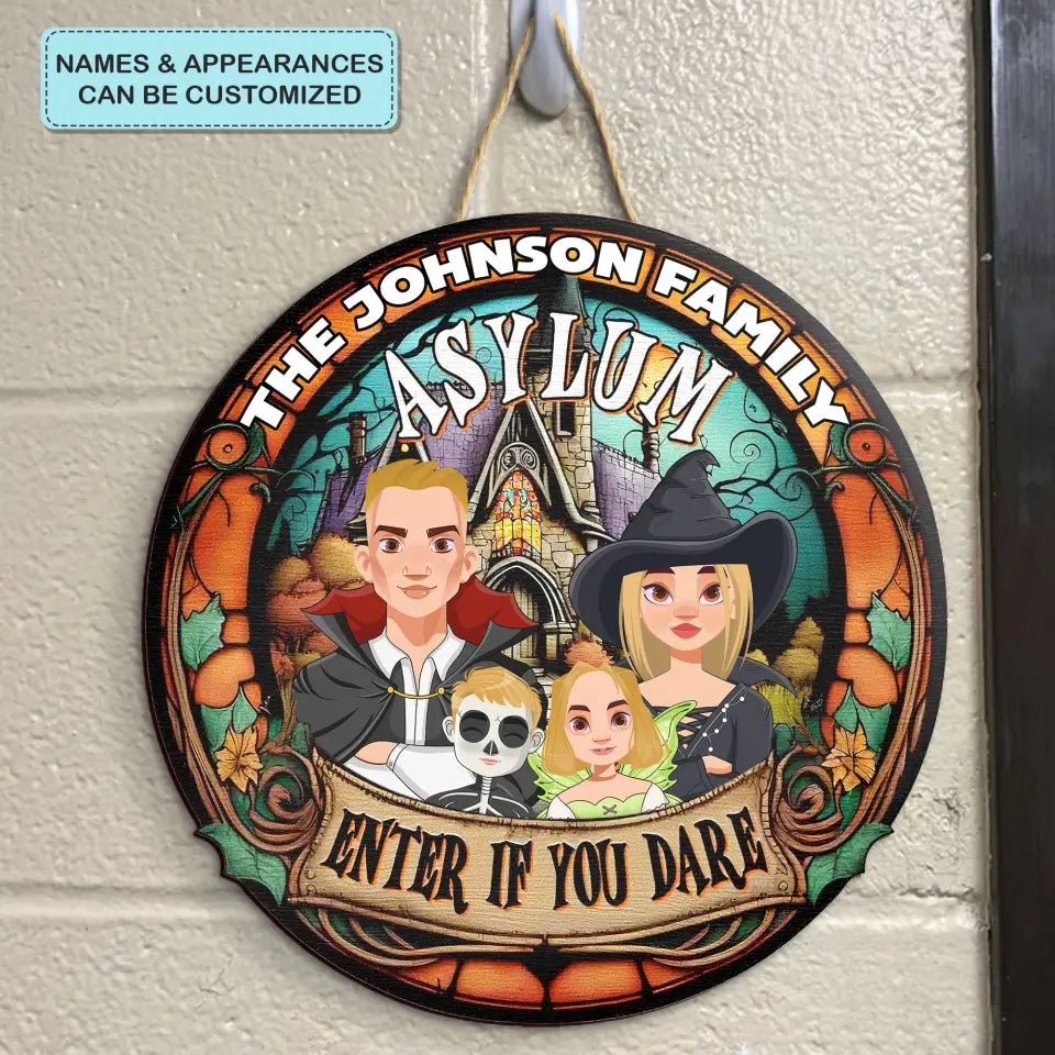 Enter If You Dare - Personalized Custom Door Sign - Halloween Gift For Dad, Mom, Family, Family Members