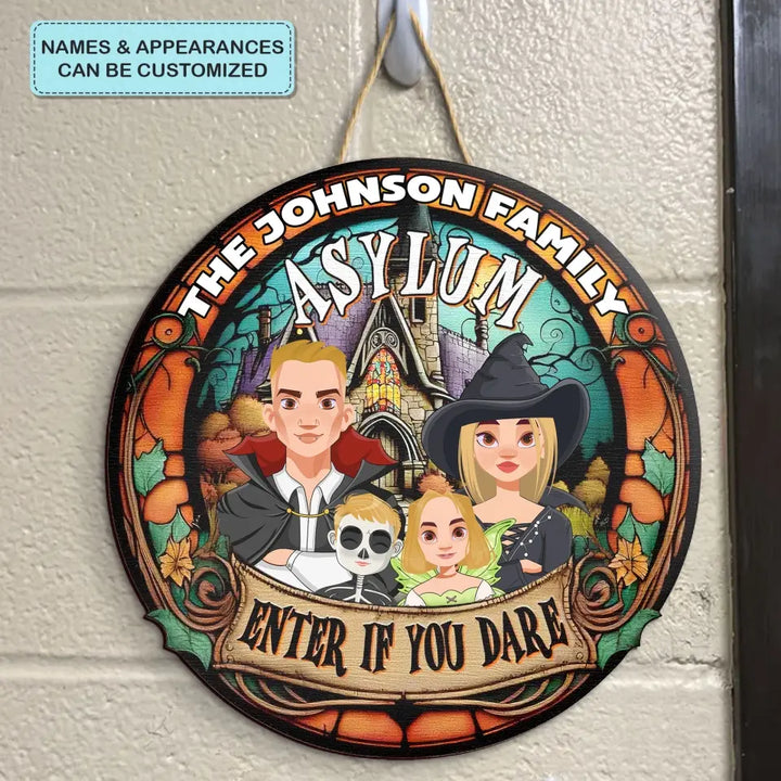 Enter If You Dare - Personalized Custom Door Sign - Halloween Gift For Dad, Mom, Family, Family Members