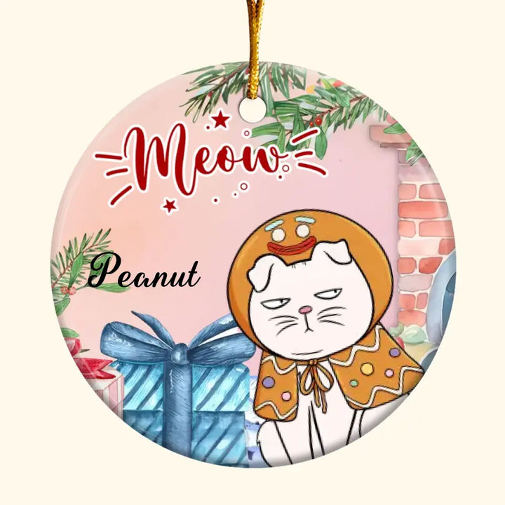 Meowy Catmas - Personalized Custom Ceramic Ornament - Christmas Gift For Cat Mom, Cat Dad, Cat Lover, Cat Owner