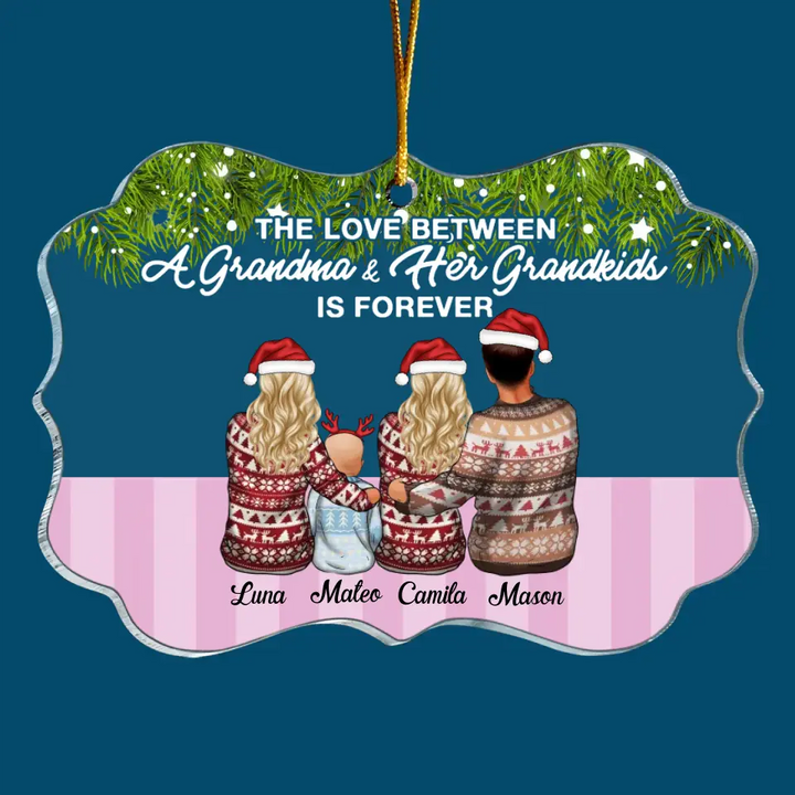 The Love Between A Grandma And Her Grandkids Is Forever - Personalized Custom Mica Ornament - Christmas Gift For Grandma