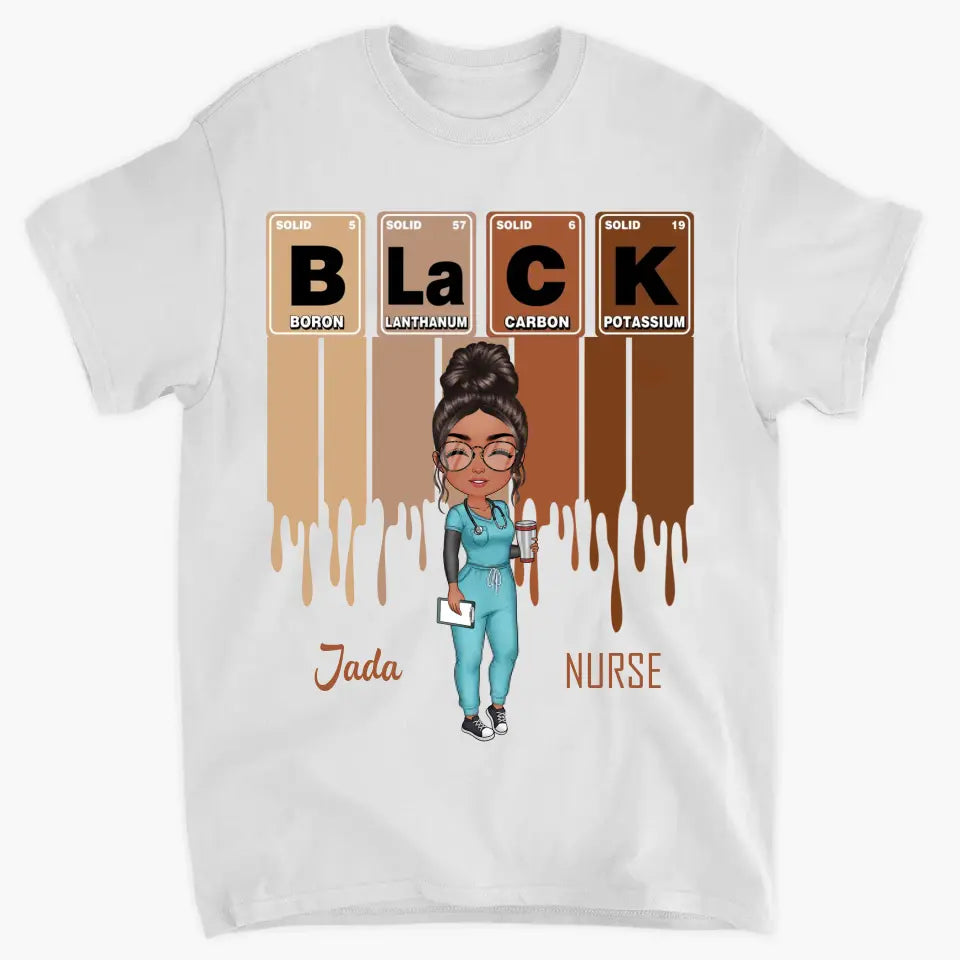 Black Nurse Element - Personalized Custom T-shirt - Nurse's Day, Appreciation Gift For Nurse