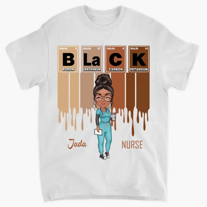 Black Nurse Element - Personalized Custom T-shirt - Nurse's Day, Appreciation Gift For Nurse