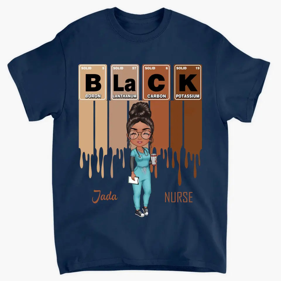 Black Nurse Element - Personalized Custom T-shirt - Nurse's Day, Appreciation Gift For Nurse