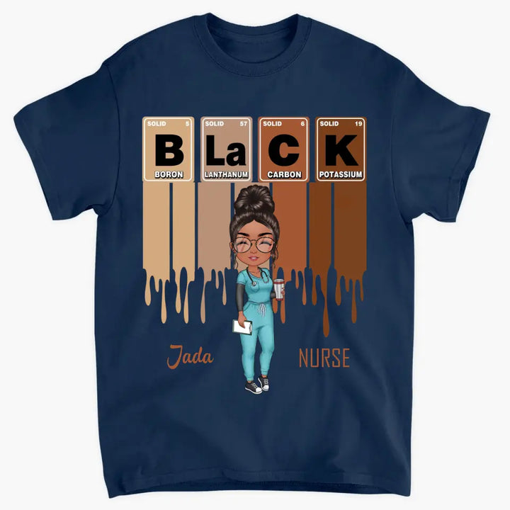 Black Nurse Element - Personalized Custom T-shirt - Nurse's Day, Appreciation Gift For Nurse