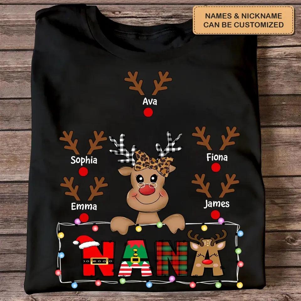 Grandma Cute Reindeer - Personalized Custom T-shirt - Christmas Gift For Grandma, Mother