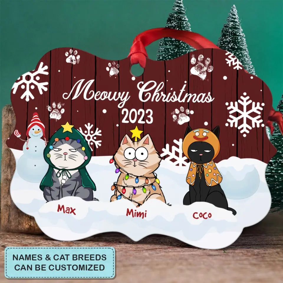 Meowy Christmas - Personalized Custom Aluminium Ornament - Christmas Gift For Cat Mom, Cat Dad, Cat Lover, Cat Owner