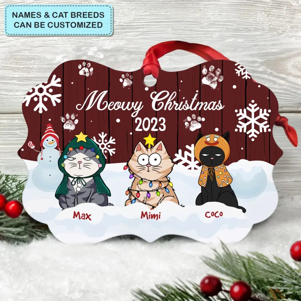 Meowy Christmas - Personalized Custom Aluminium Ornament - Christmas Gift For Cat Mom, Cat Dad, Cat Lover, Cat Owner