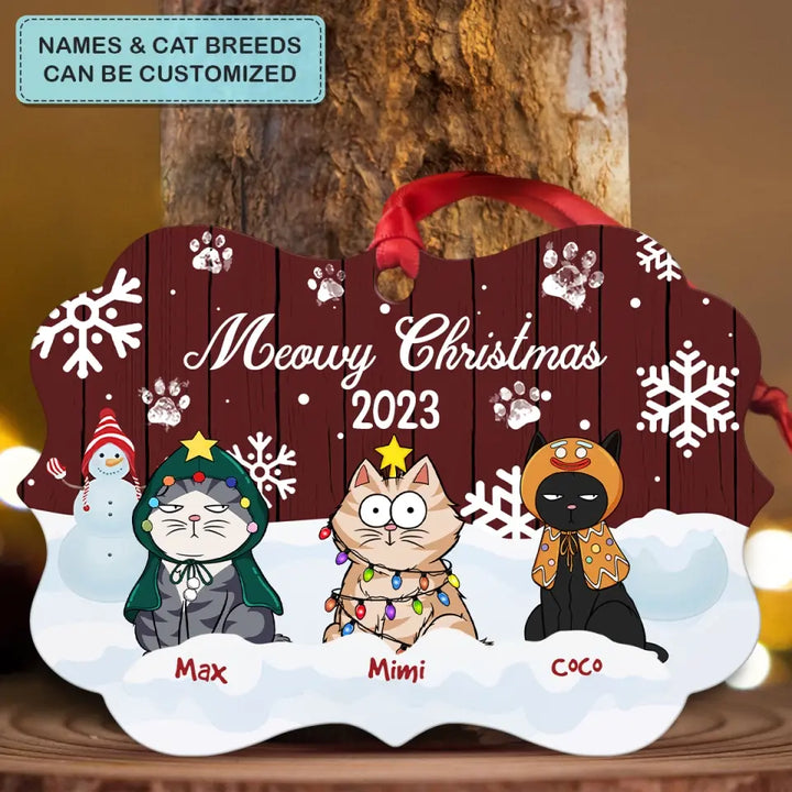 Meowy Christmas - Personalized Custom Aluminium Ornament - Christmas Gift For Cat Mom, Cat Dad, Cat Lover, Cat Owner