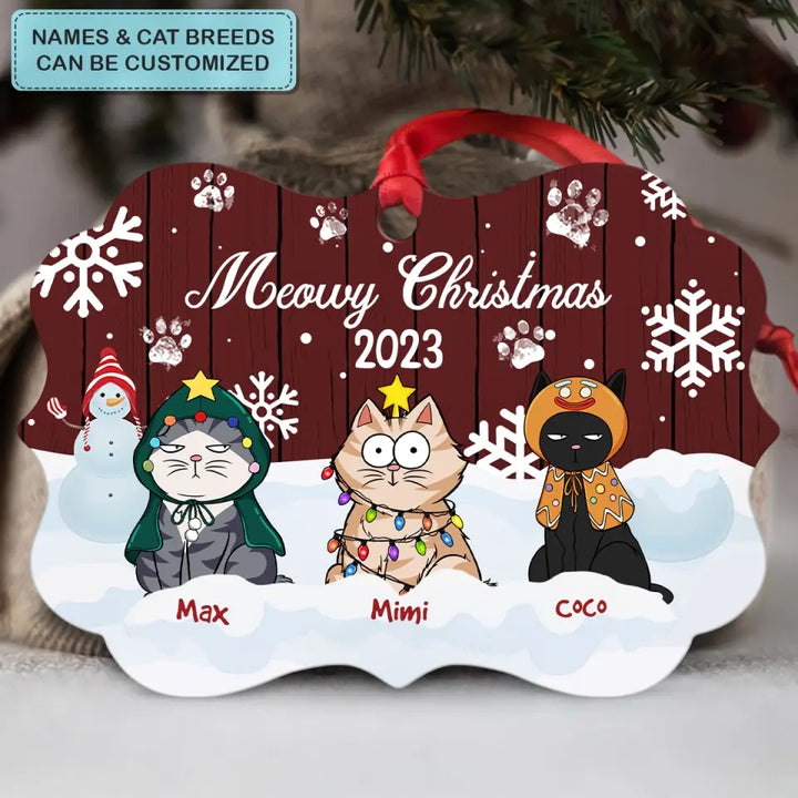 Meowy Christmas - Personalized Custom Aluminium Ornament - Christmas Gift For Cat Mom, Cat Dad, Cat Lover, Cat Owner