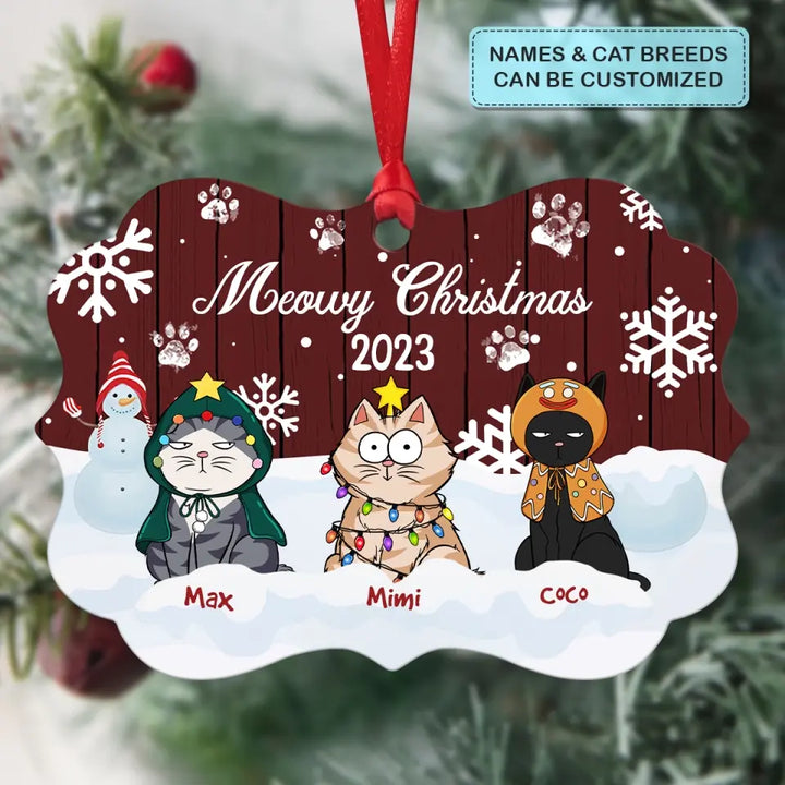 Meowy Christmas - Personalized Custom Aluminium Ornament - Christmas Gift For Cat Mom, Cat Dad, Cat Lover, Cat Owner