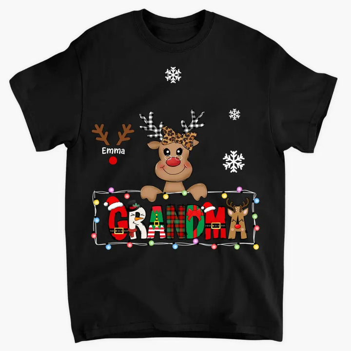Grandma Cute Reindeer - Personalized Custom T-shirt - Christmas Gift For Grandma, Mother