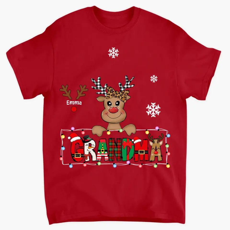 Grandma Cute Reindeer - Personalized Custom T-shirt - Christmas Gift For Grandma, Mother