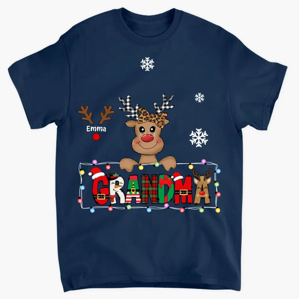 Grandma Cute Reindeer - Personalized Custom T-shirt - Christmas Gift For Grandma, Mother