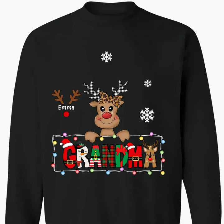 Grandma Cute Reindeer - Personalized Custom T-shirt - Christmas Gift For Grandma, Mother