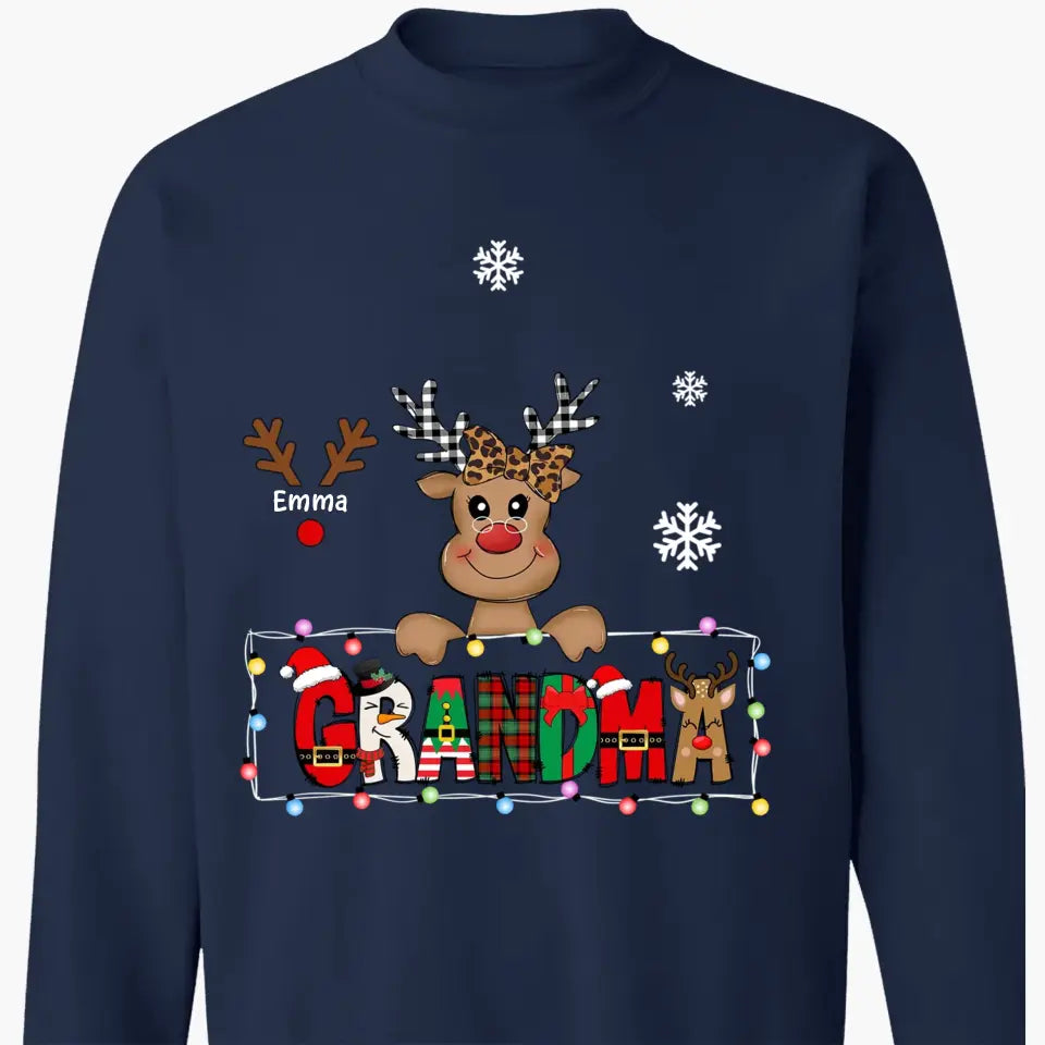 Grandma Cute Reindeer - Personalized Custom T-shirt - Christmas Gift For Grandma, Mother