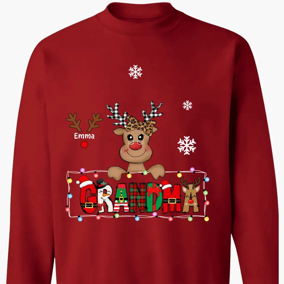Grandma Cute Reindeer - Personalized Custom T-shirt - Christmas Gift For Grandma, Mother