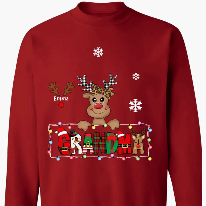 Grandma Cute Reindeer - Personalized Custom T-shirt - Christmas Gift For Grandma, Mother