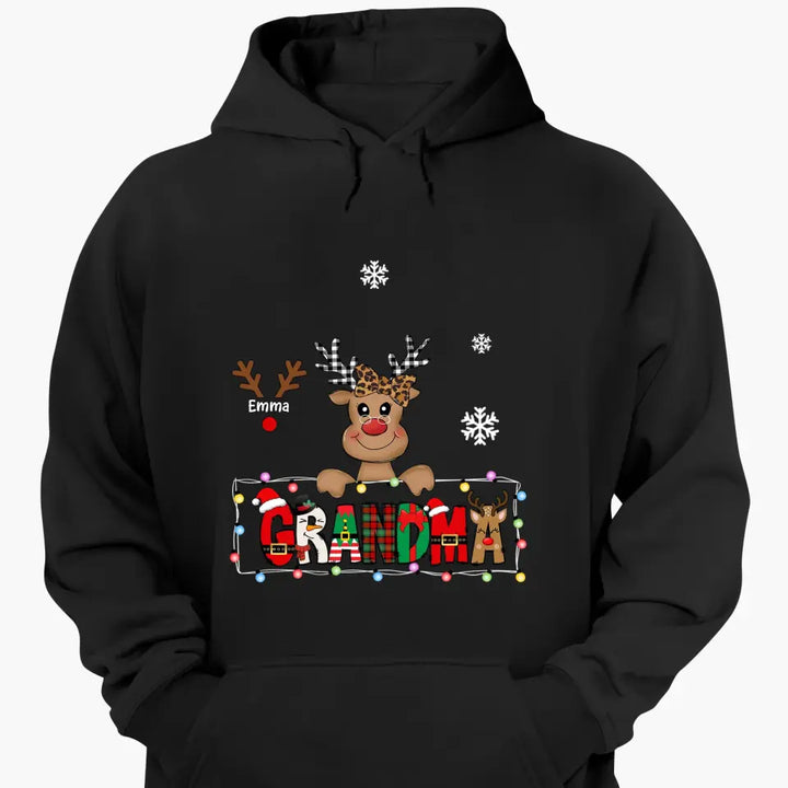 Grandma Cute Reindeer - Personalized Custom T-shirt - Christmas Gift For Grandma, Mother