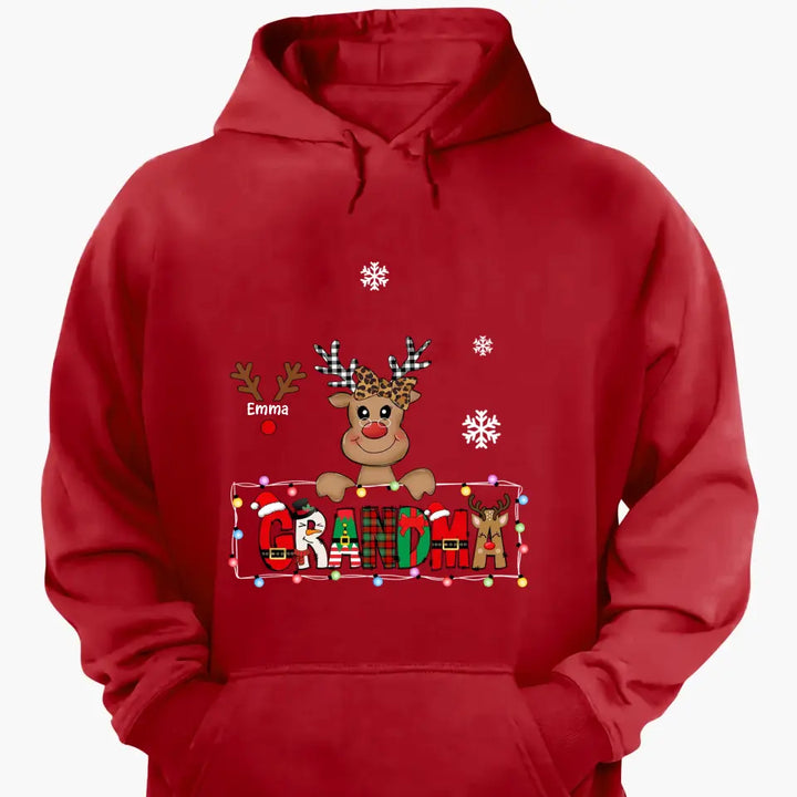 Grandma Cute Reindeer - Personalized Custom T-shirt - Christmas Gift For Grandma, Mother