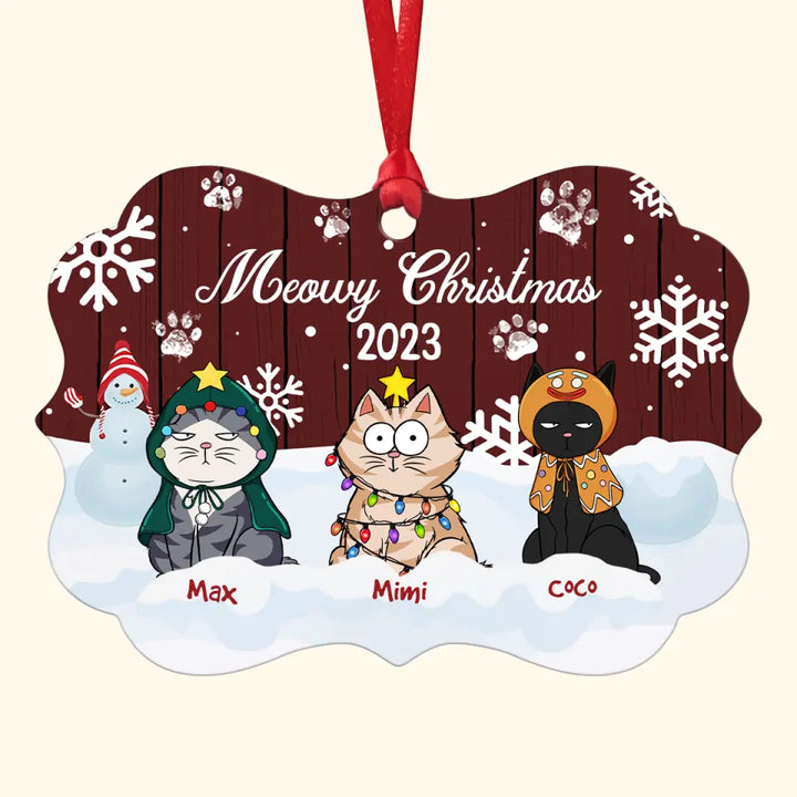 Meowy Christmas - Personalized Custom Aluminium Ornament - Christmas Gift For Cat Mom, Cat Dad, Cat Lover, Cat Owner