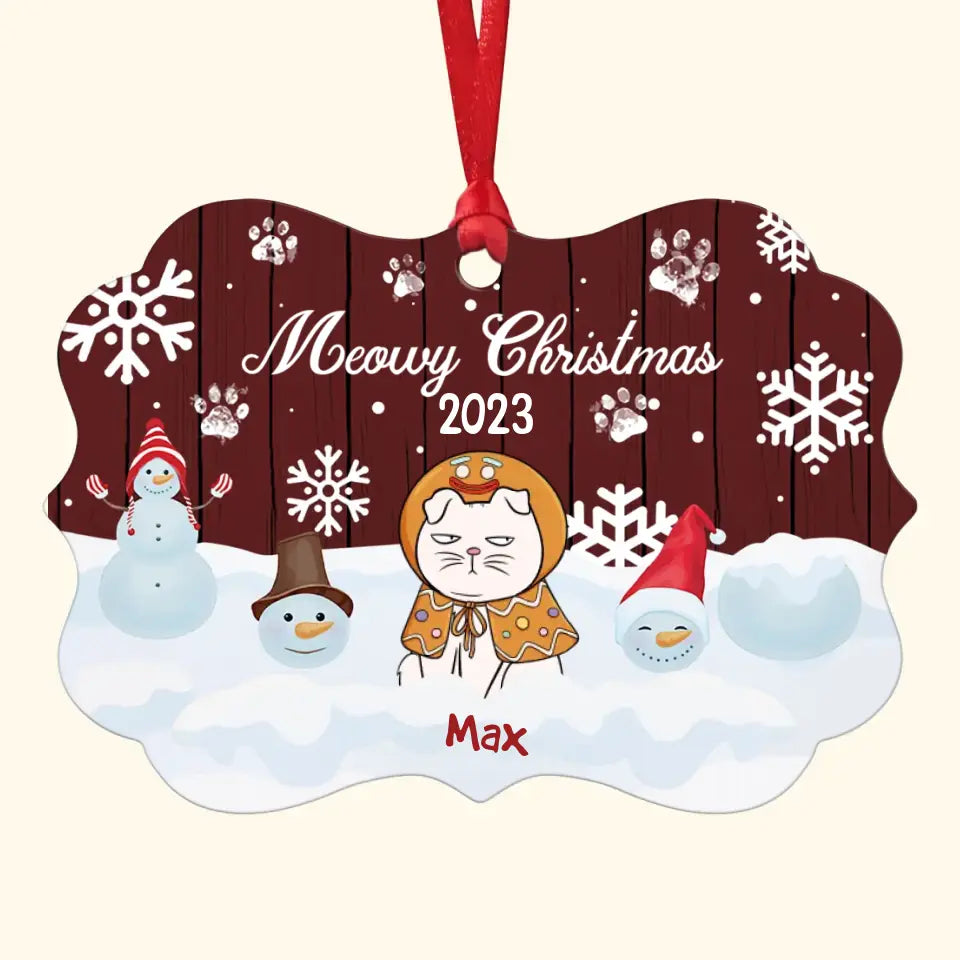 Meowy Christmas - Personalized Custom Aluminium Ornament - Christmas Gift For Cat Mom, Cat Dad, Cat Lover, Cat Owner