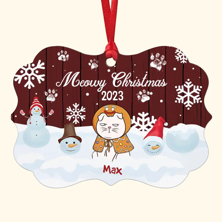 Meowy Christmas - Personalized Custom Aluminium Ornament - Christmas Gift For Cat Mom, Cat Dad, Cat Lover, Cat Owner