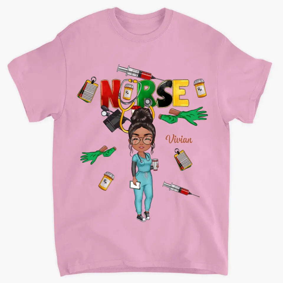 Juneteenth Nurse - Personalized Custom T-shirt - Nurse's Day, Appreciation Gift For Nurse