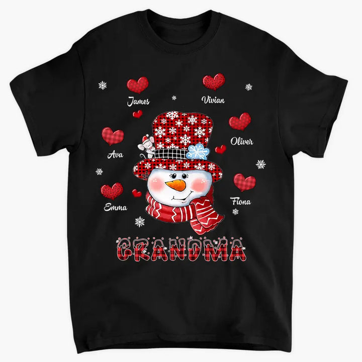 Grandma Hearts Christmas - Personalized Custom T-shirt - Christmas, Mother's Day Gift For Grandma, Mom, Family Members