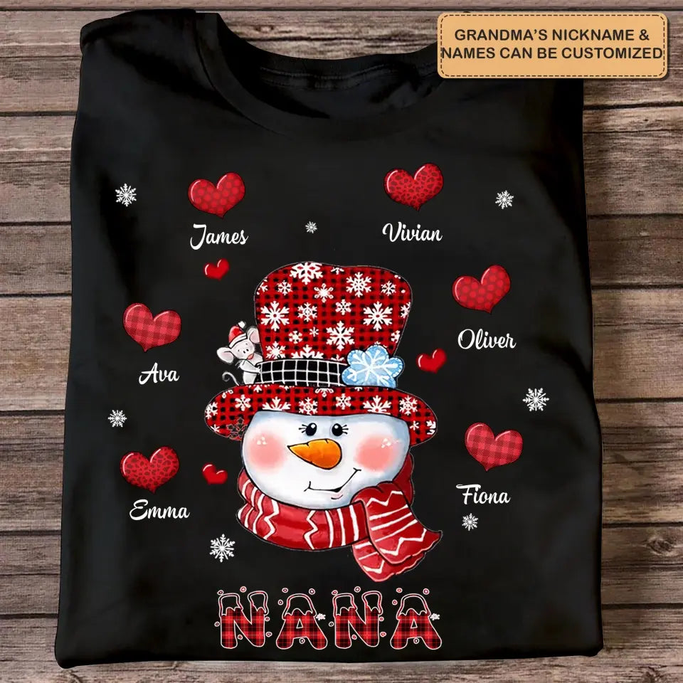 Grandma Hearts Christmas - Personalized Custom T-shirt - Christmas, Mother's Day Gift For Grandma, Mom, Family Members