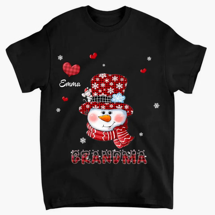 Grandma Hearts Christmas - Personalized Custom T-shirt - Christmas, Mother's Day Gift For Grandma, Mom, Family Members