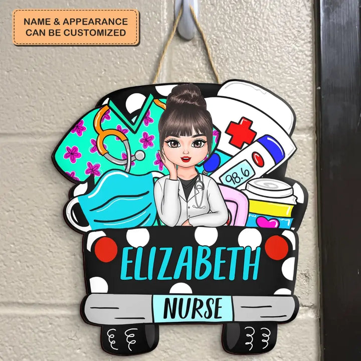 Nurse Truck - Personalized Custom Door Sign - Nurse's Day, Appreciation Gift For Nurse