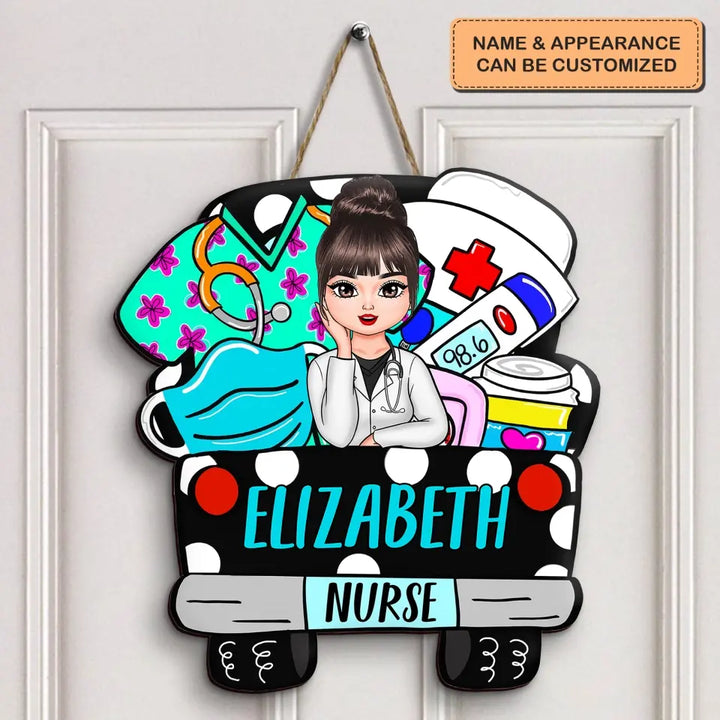 Nurse Truck - Personalized Custom Door Sign - Nurse's Day, Appreciation Gift For Nurse
