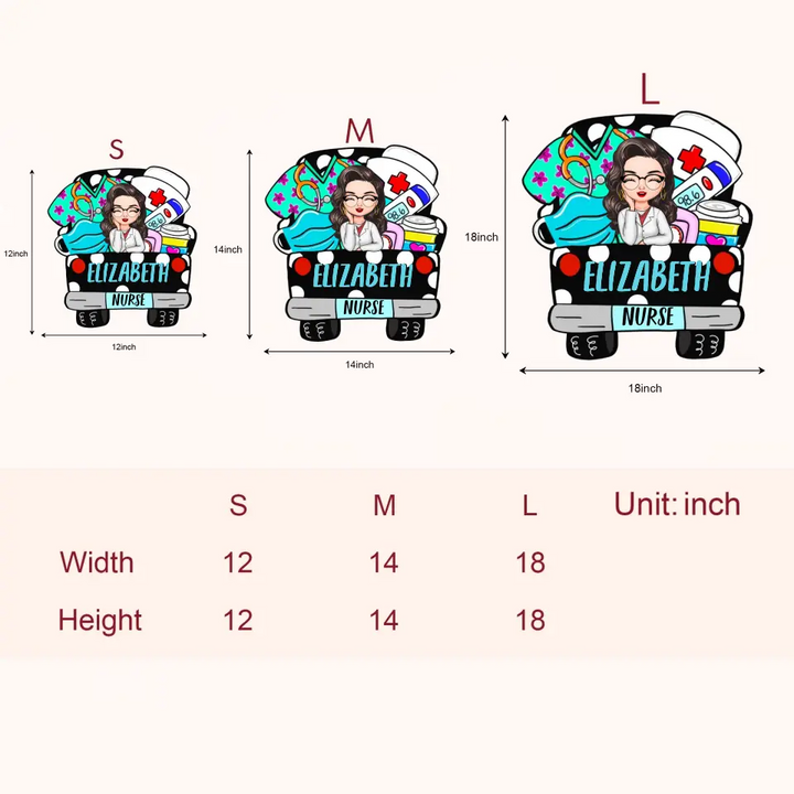 Nurse Truck - Personalized Custom Door Sign - Nurse's Day, Appreciation Gift For Nurse