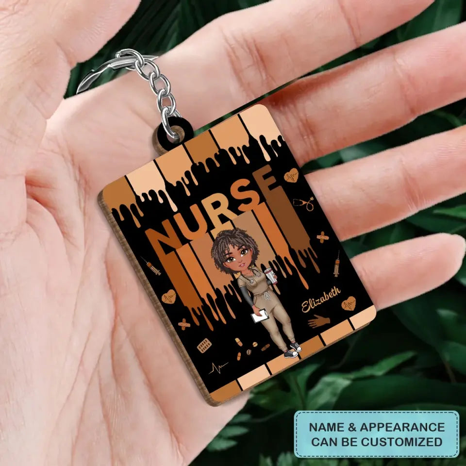 Love Nurse Life - Personalized Custom Wooden Keychain - Nurse's Day, Appreciation Gift For Nurse