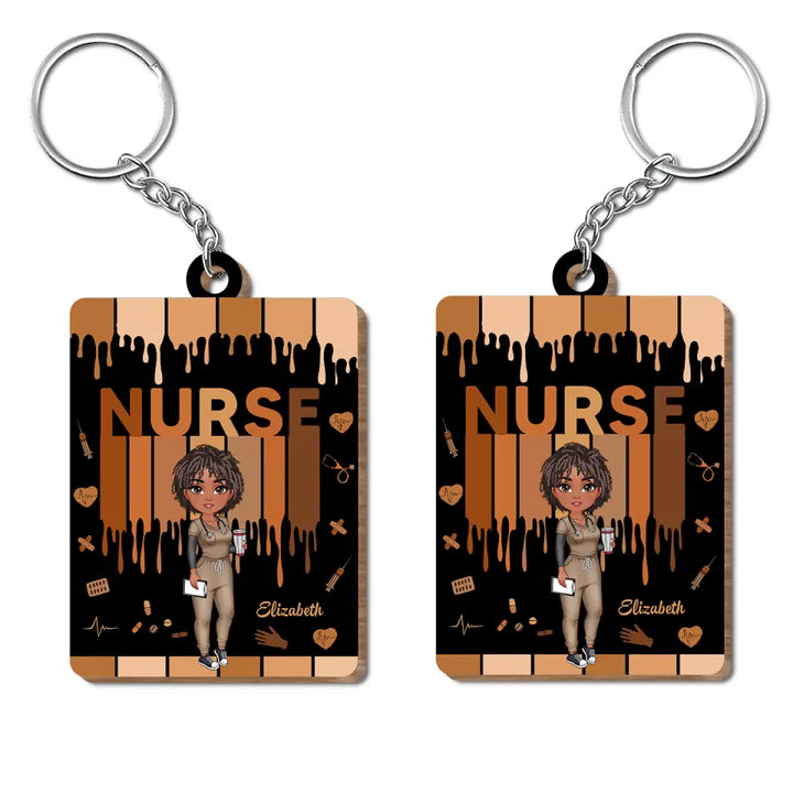 Love Nurse Life - Personalized Custom Wooden Keychain - Nurse's Day, Appreciation Gift For Nurse