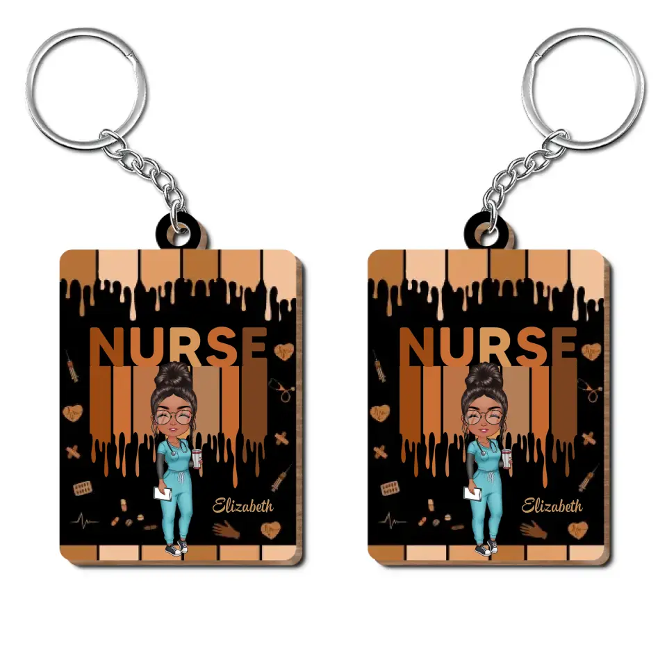 Love Nurse Life - Personalized Custom Wooden Keychain - Nurse's Day, Appreciation Gift For Nurse
