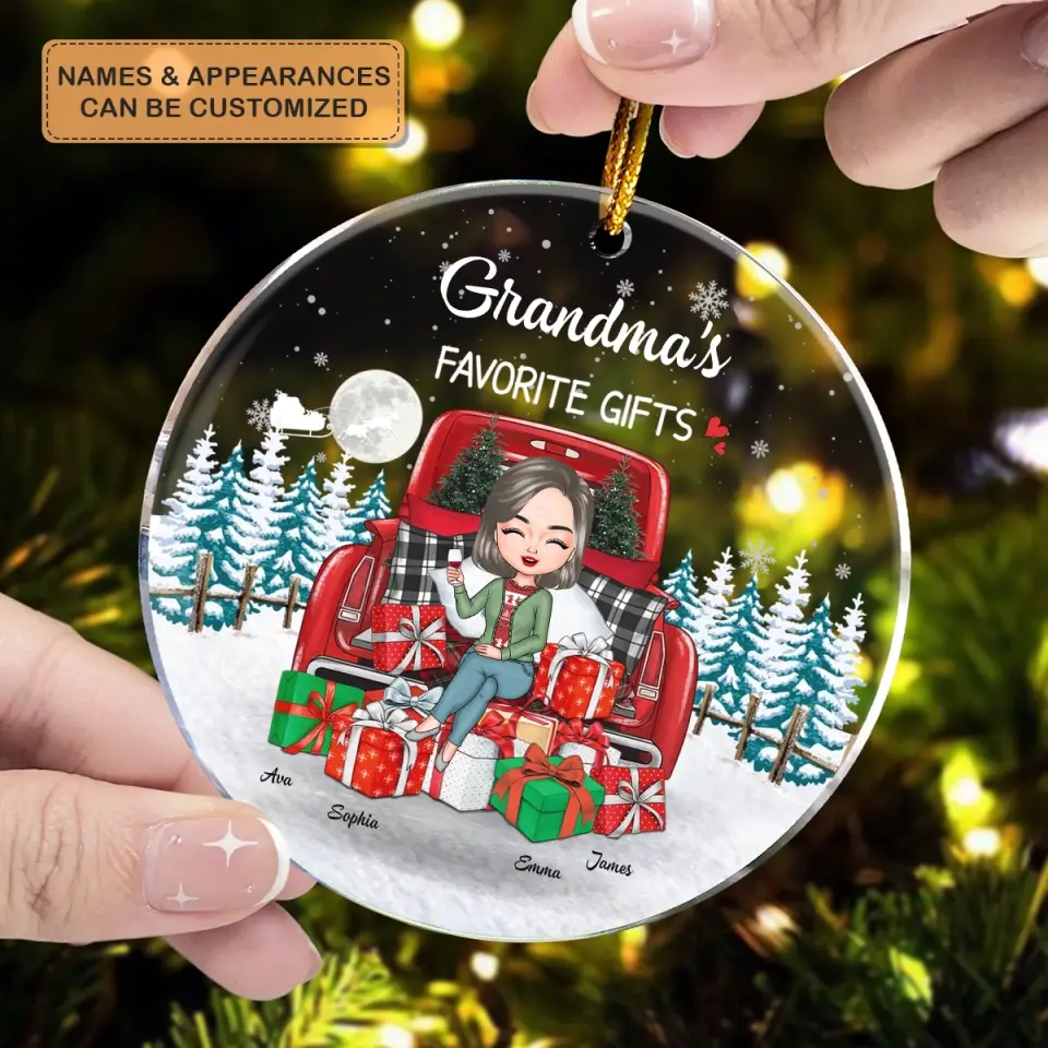 Grandma's Favorite Gifts - Personalized Custom Mica Ornament - Christmas Gift For Mom, Grandma, Family Members