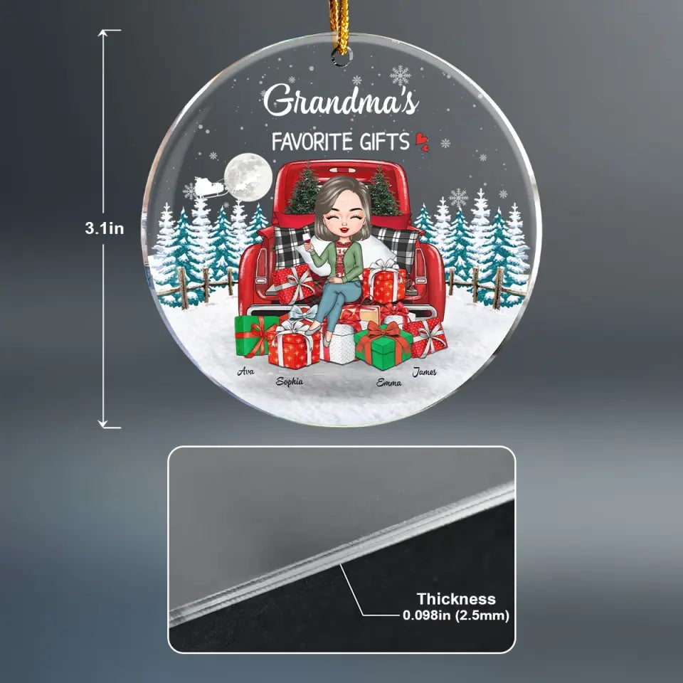 Grandma's Favorite Gifts - Personalized Custom Mica Ornament - Christmas Gift For Mom, Grandma, Family Members