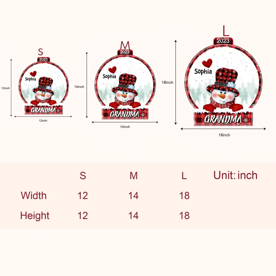 Snowman Christmas - Personalized Custom Door Sign - Christmas Gift For Grandma