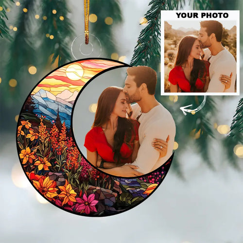 I Love You To The Moon And Back - Personalized Custom Photo Mica Ornament - Christmas Gift For Family, Couple, Family Members AGCPD043