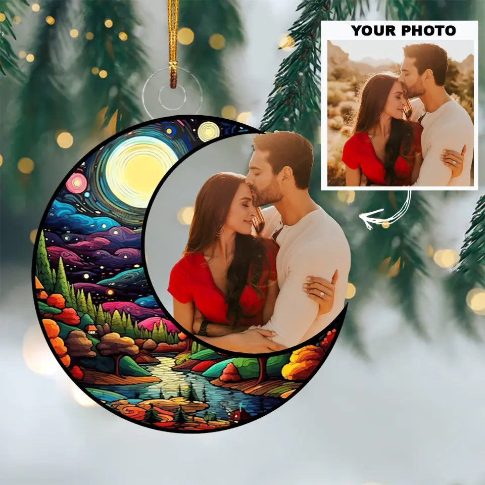 I Love You To The Moon And Back - Personalized Custom Photo Mica Ornament - Christmas Gift For Family, Couple, Family Members AGCPD043
