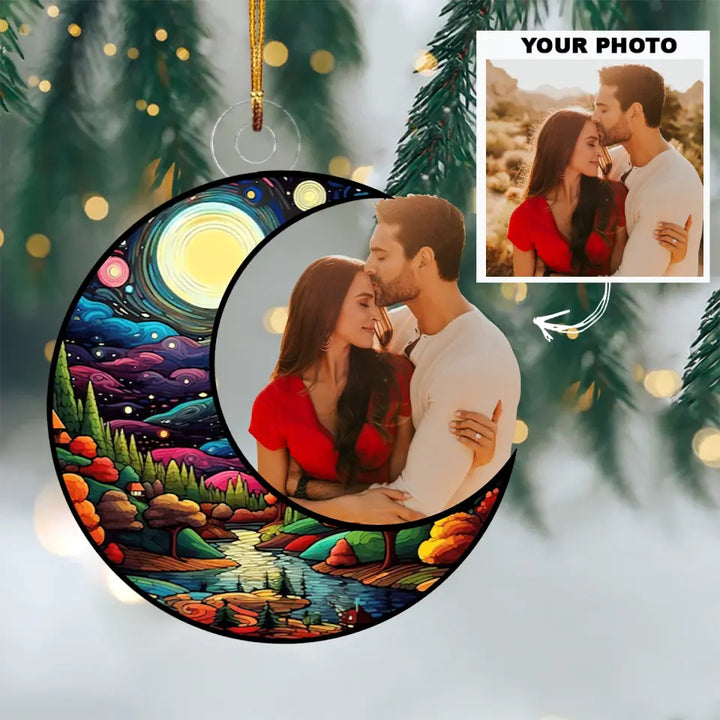 I Love You To The Moon And Back - Personalized Custom Photo Mica Ornament - Christmas Gift For Family, Couple, Family Members AGCPD043