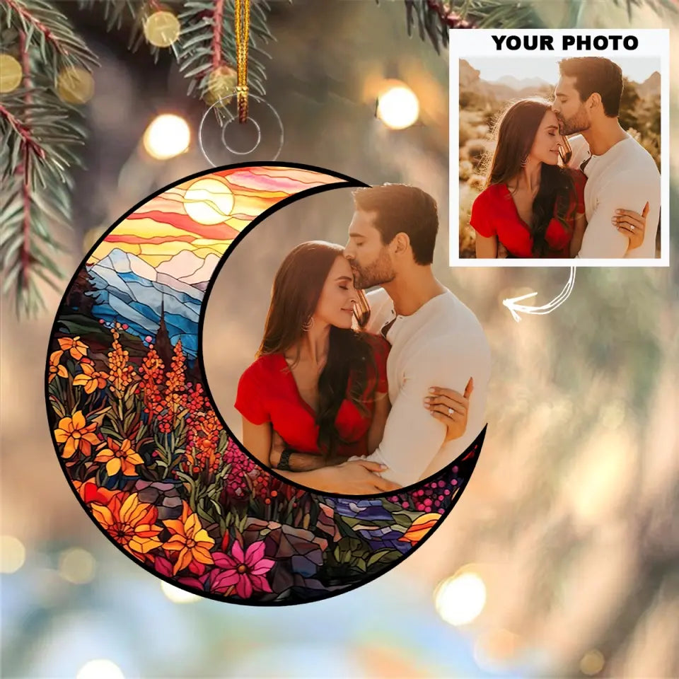 I Love You To The Moon And Back - Personalized Custom Photo Mica Ornament - Christmas Gift For Family, Couple, Family Members AGCPD043