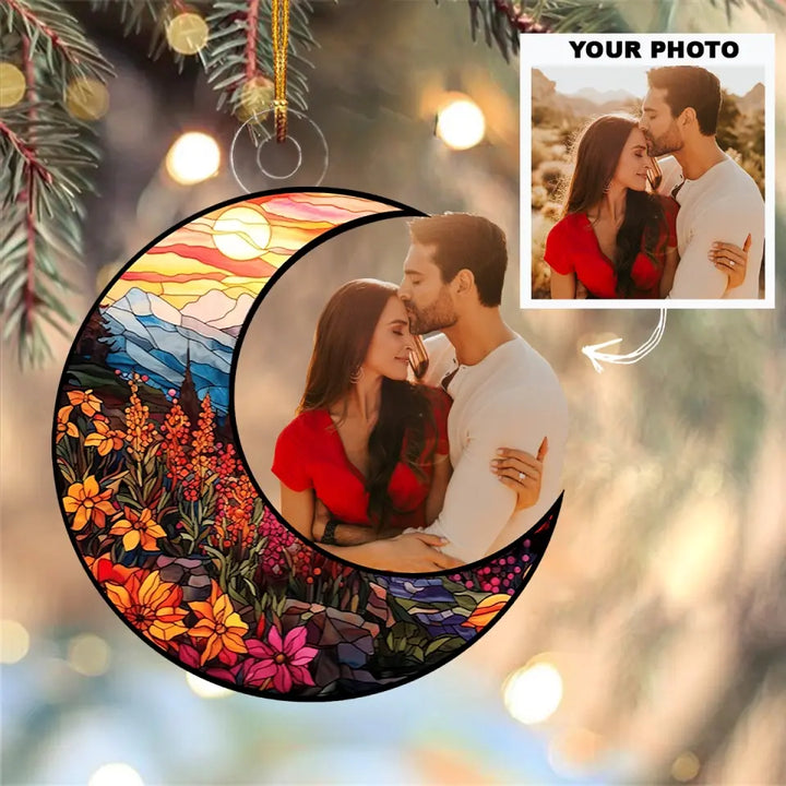 I Love You To The Moon And Back - Personalized Custom Photo Mica Ornament - Christmas Gift For Family, Couple, Family Members AGCPD043