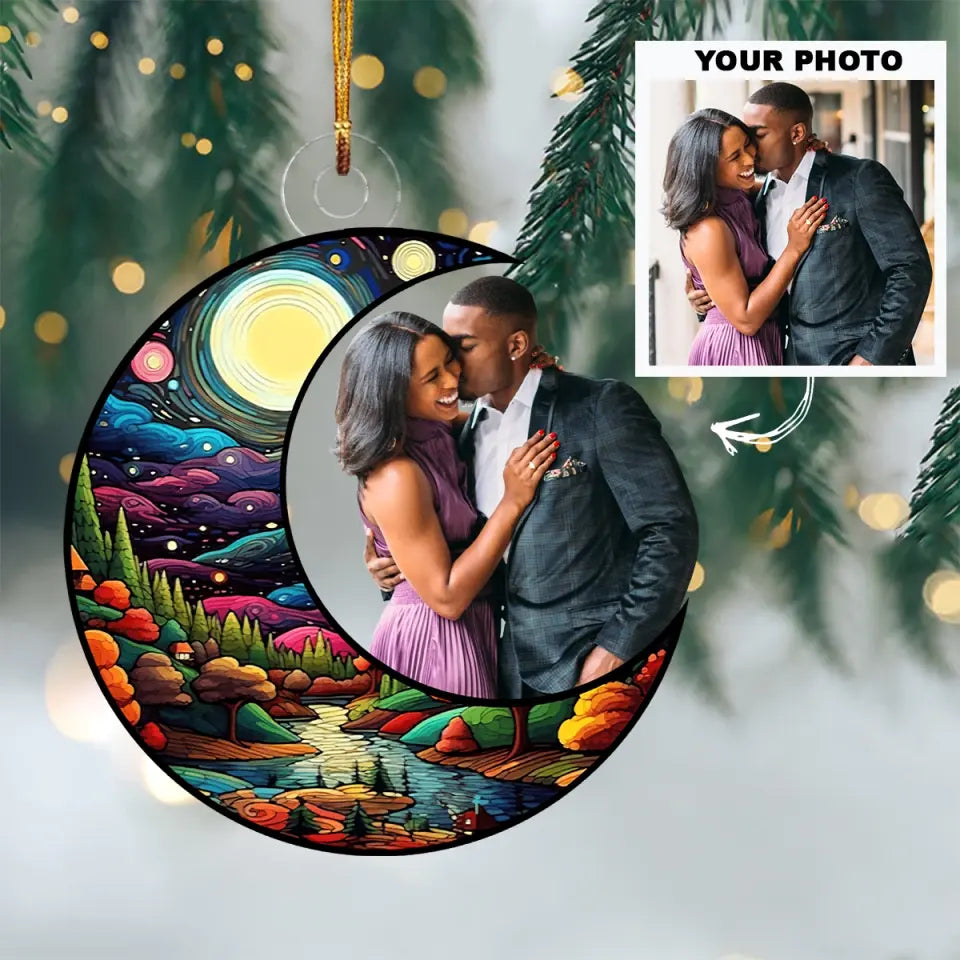 I Love You To The Moon And Back - Personalized Custom Photo Mica Ornament - Christmas Gift For Family, Couple, Family Members AGCPD043