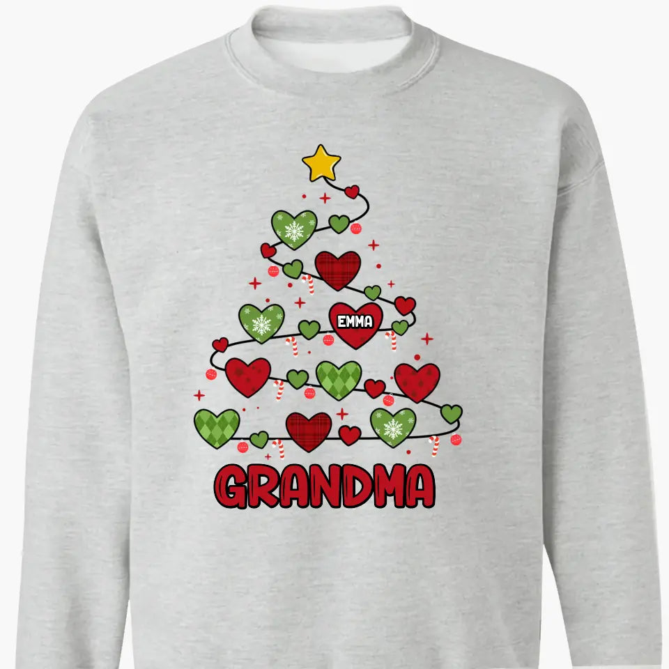Grandma Christmas Tree - Personalized Custom T-shirt - Christmas Gift For Grandma, Mom, Family Members